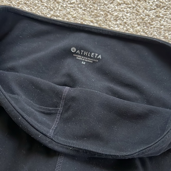 Athleta Medium Reflective Stripe Black High Rise Pull On Leggings - Picture 2 of 5